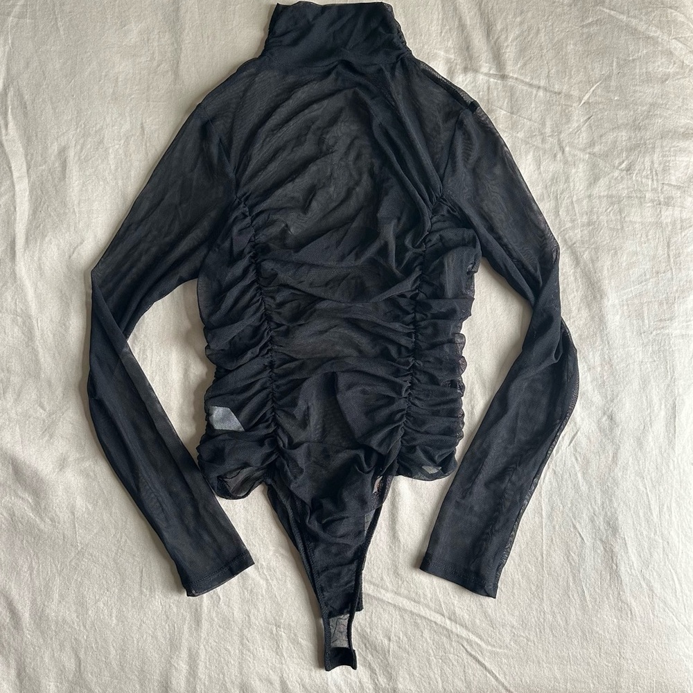 Black Sheer Long Sleeve Bodysuit